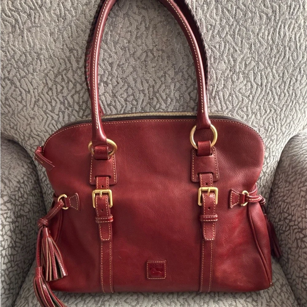 Dooney & Bourke Florentine Leather Domed Buckle Satchel in Bordeaux